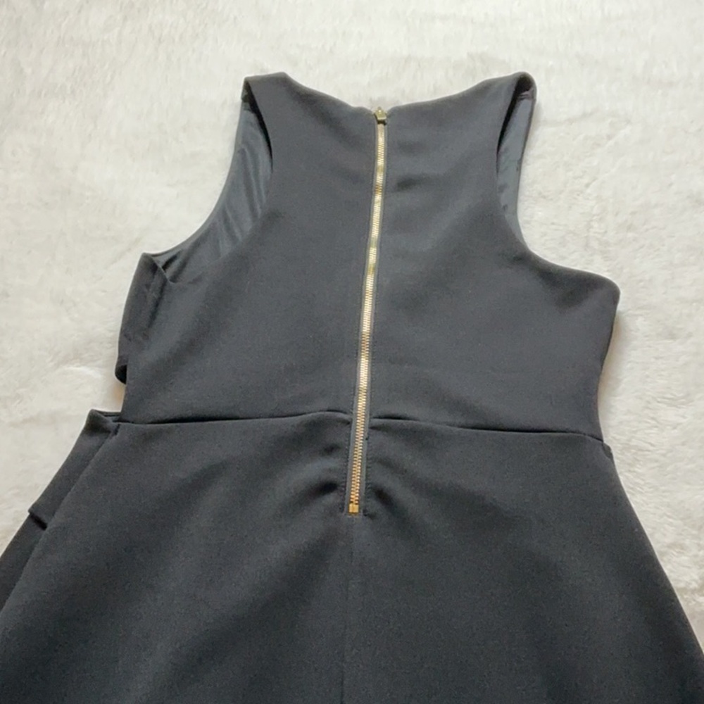 Express Black and Gold Pleated Wrap Cocktail Dress - Picture 8 of 9